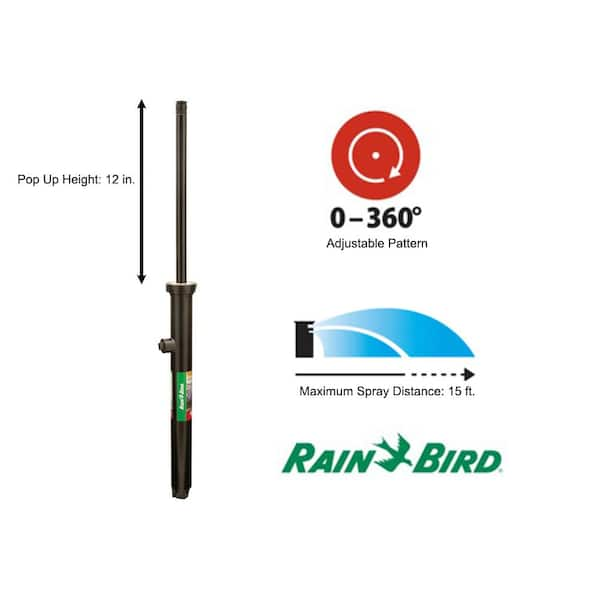 1800 Series 12 in. Pop-Up Sprinkler, 0-360 Degree Pattern, Adjustable 8-15 ft.