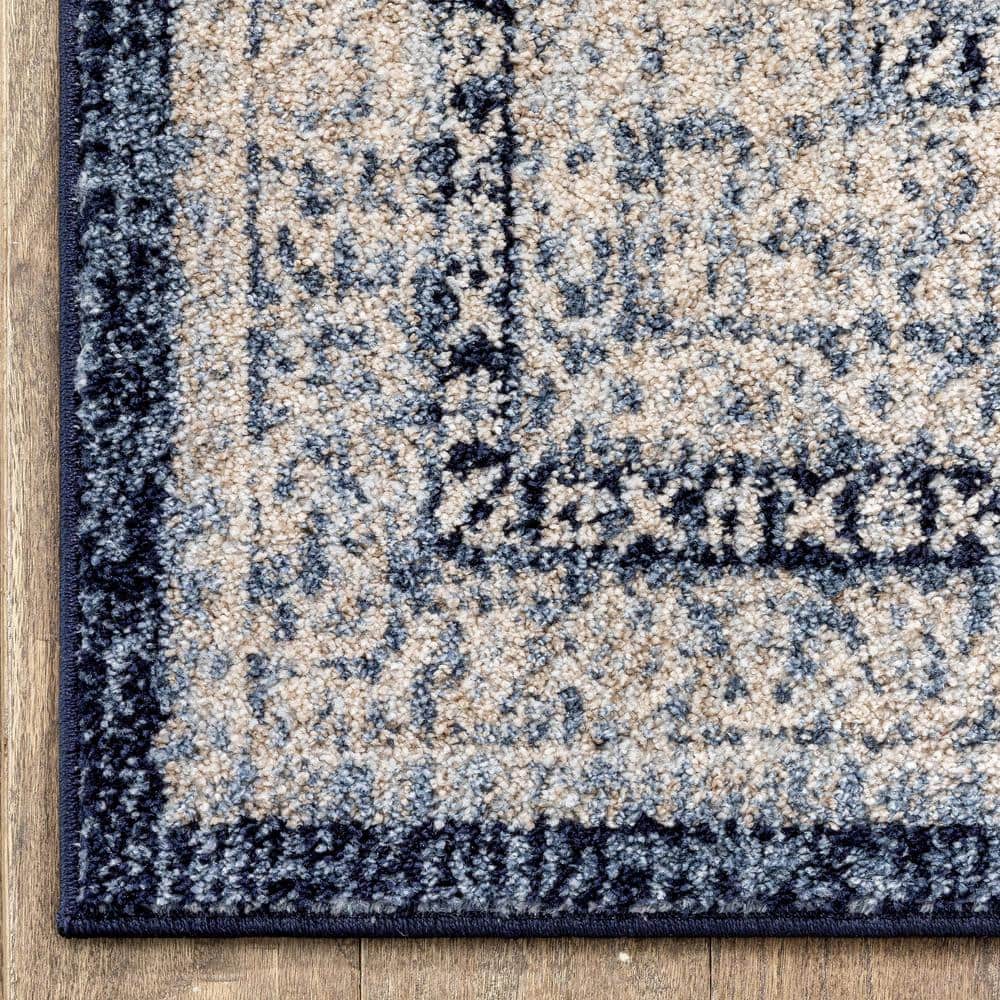 Blue 8' x 10' Reversible Oriental Synthetic Rug