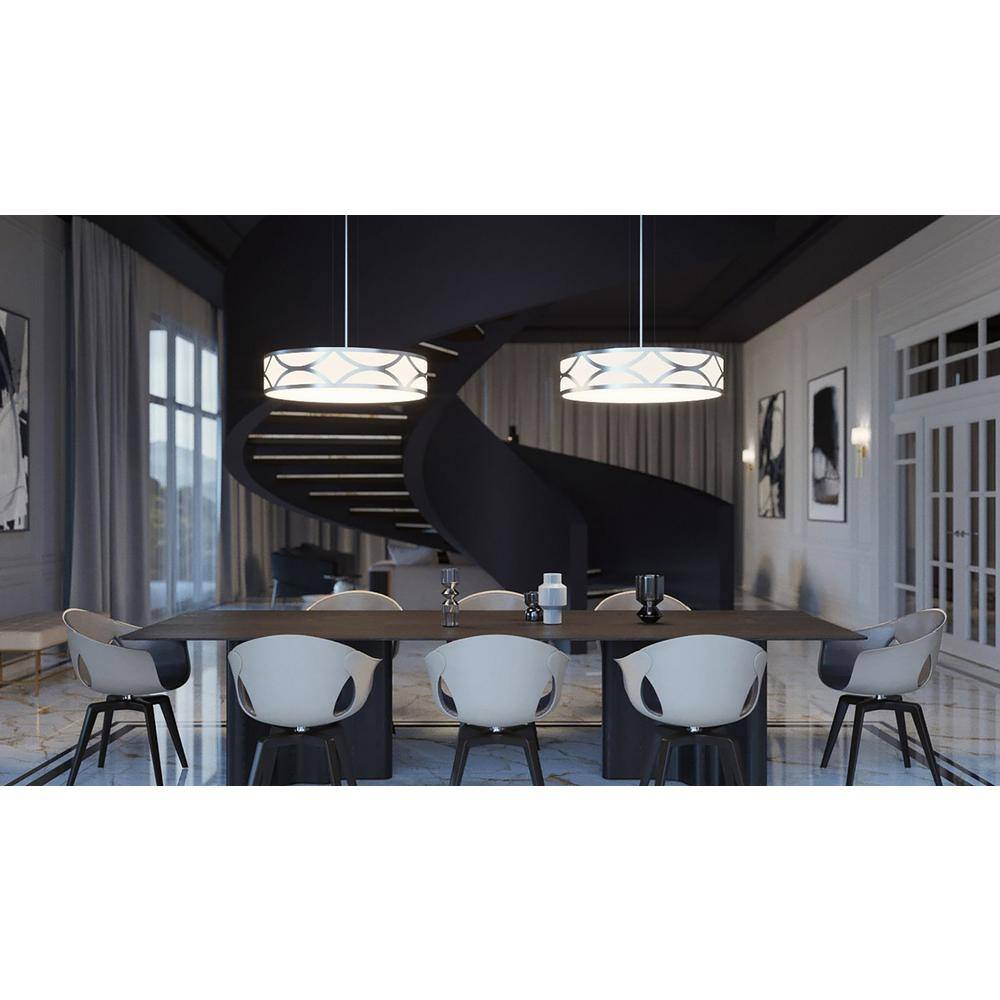 Lake 20" Painted Nickel Drum Pendant Light with Acrylic Shade