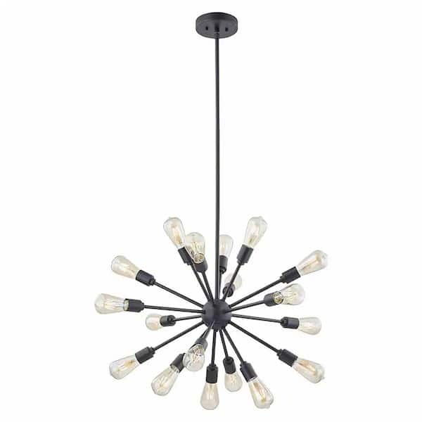 18-Light Soft Black Finish Modern Indoor Sputnik Chandelier