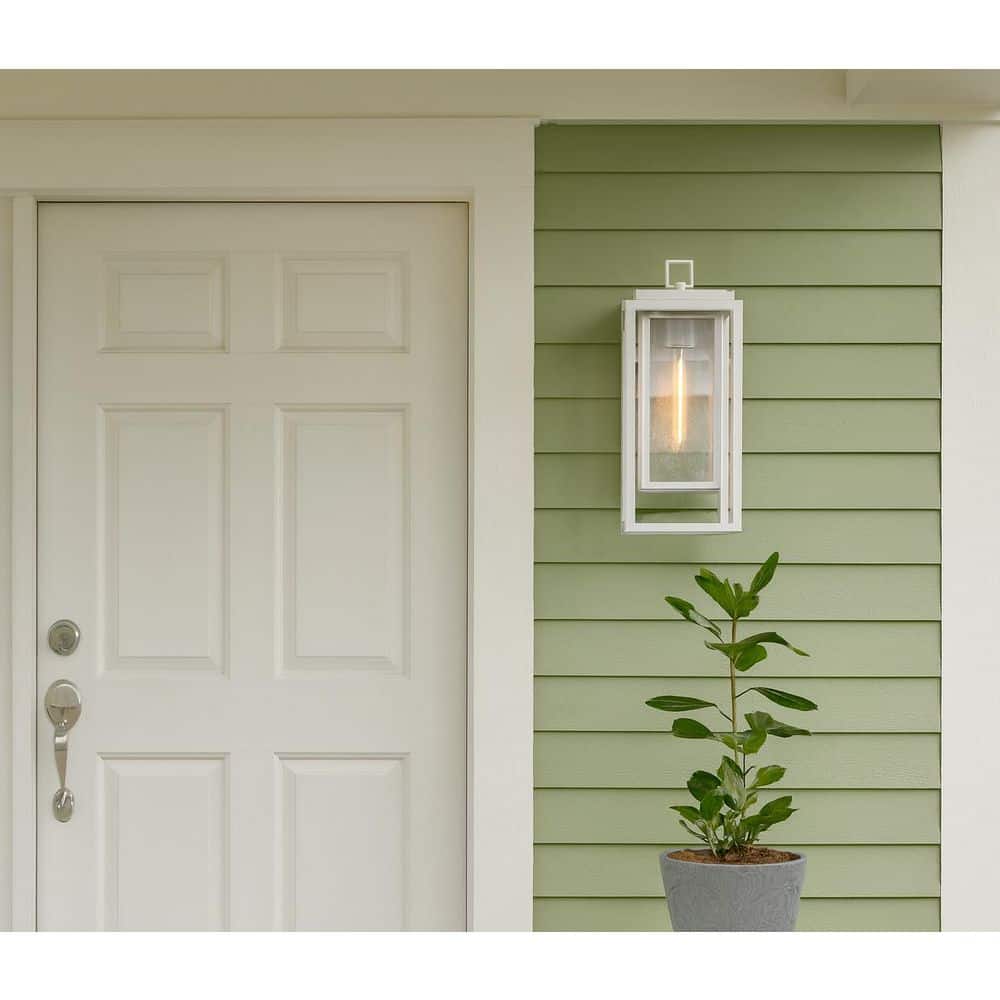 Republic 1-Light Textured White Hardwired Outdoor Wall Lantern Sconce price history on PriceWatchPro