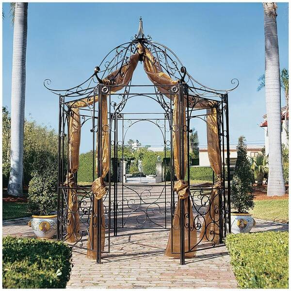 Design Toscano Amelie 126 in. H x 96 in. Metal Architectural Permanent Garden Gazebo