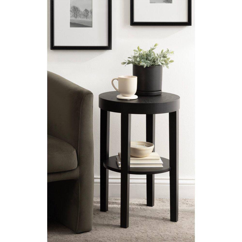 Talcott 16 in. Black Round Solid Wood End Table - thumbnail 8