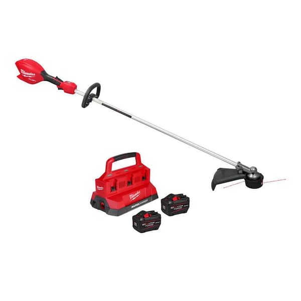 M18 FUEL 18V 16 in. Brushless Cordless Battery Powered Straight Shaft String Trimmer, (2) 12.0 AH FORGE Battery, Charger
