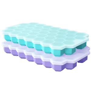 2-Pack Silicon Ice Cube Trays for Chilled Drinks in Blue/Purple