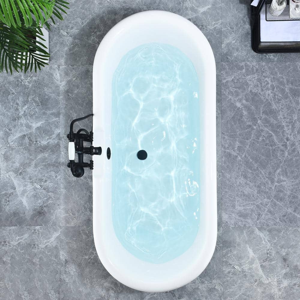 Elegant White Acrylic Clawfoot Freestanding Bathtub