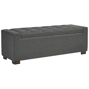 17.8 in. Gray Backless Bedroom Bench with Block Feet