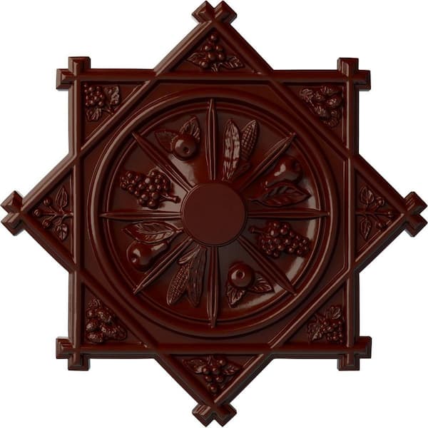 Ekena Millwork 38-1/4" x 1-1/2" Antilles Urethane Ceiling Medallion (Fits Canopies up to 6"), Brushed Mahogany