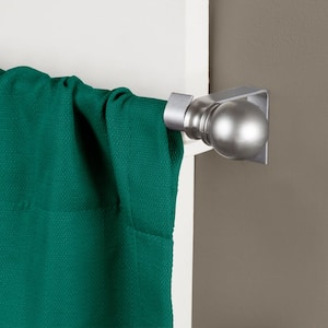 Davenport 28 in. - 48 in. Adjustable Single Petite Cafe Curtain Rod 1/2 in. Diameter in Brushed Nickel with Ball Finials