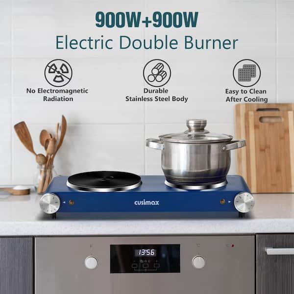 Elexnux Portable 2-Burner 7.4 in. Infrared Ceramic Black Electric Stove  1800-Watt Hot Plate with Anti-Scald Handles FYDQESXY3203CB - The Home Depot