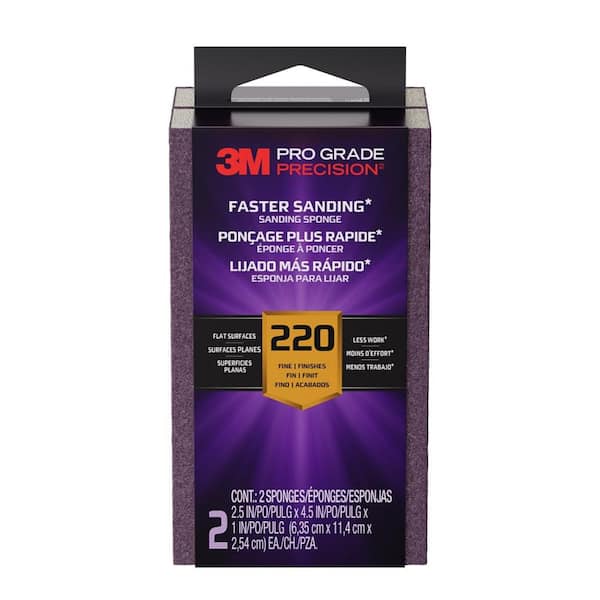 Pro Grade Precision 2 1/2 in. x 4-1/2 in. x 1 in. 220-Grit Extra Fine Block Sanding Sponge (2-Pack)