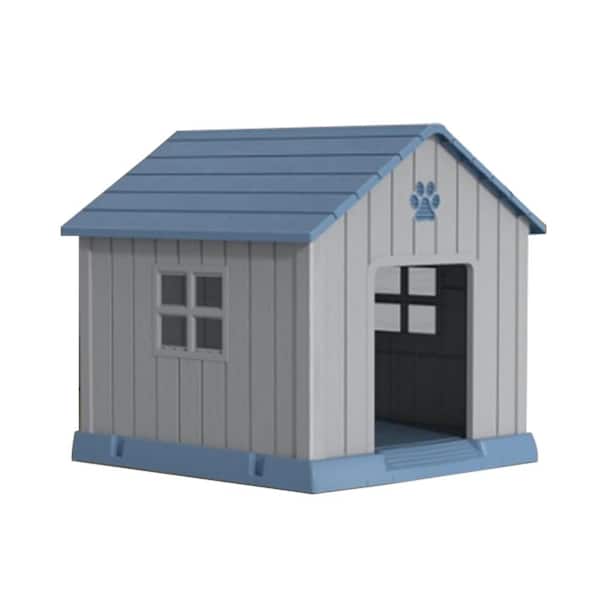 Blue Dog House Indoor Outdoor with Elevated Floor for Small to Large Sized Dogs