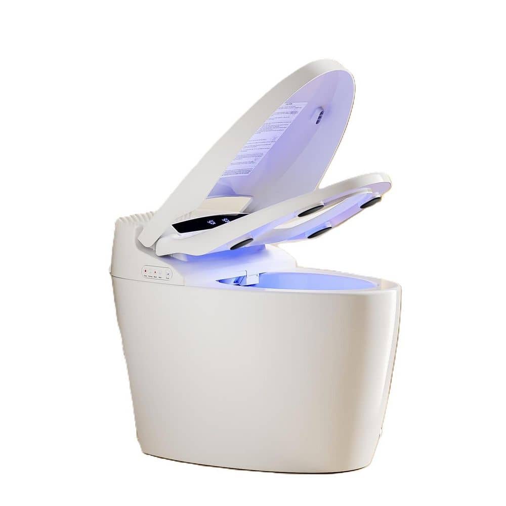 Tankless Toilet with Sprayer and Dryer, Foot Sensor, Bidet with Heated Seat