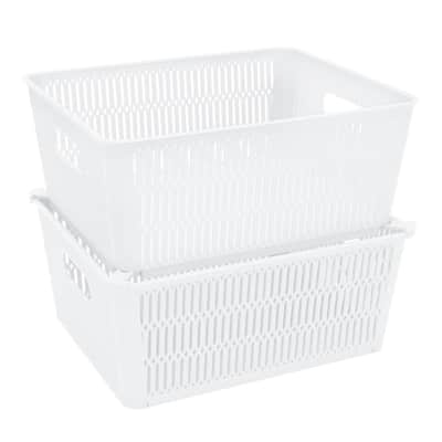 Large Plastic Desktop Storage Baskets, 13¼ by 10 by 5½ Single Basket –  Available in 7 DifferentColors –