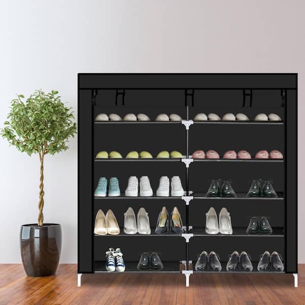 Winado 5-Tier Black Fabric Shoe Rack with Handle - Lightweight, Sturdy, and  Easy to Assemble - Holds up to 25 Pairs of Shoes in the Shoe Storage  department at