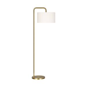 ED Ellen DeGeneres Crafted by Generation Lighting Dean 64 in. Burnished Brass Floor Lamp with White Linen Fabric Shade