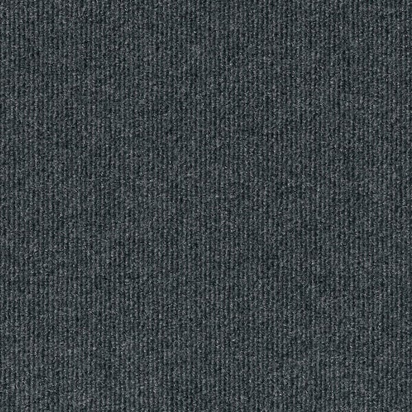 Inspirations - Gunmetal Ribbed - Gray Residential 18 x 18 in. Peel and Stick Carpet Tile Square (36 sq. ft.)