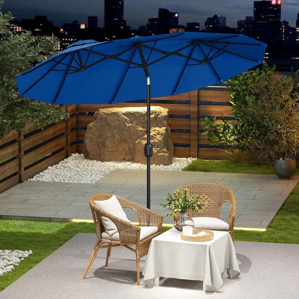 distinctly home patio umbrella Best Choice Products 10 ft. Metal Pole Cantilever 2-Tier Square Outdoor  Solar LED Patio Umbrella in Burgundy SKY8630
