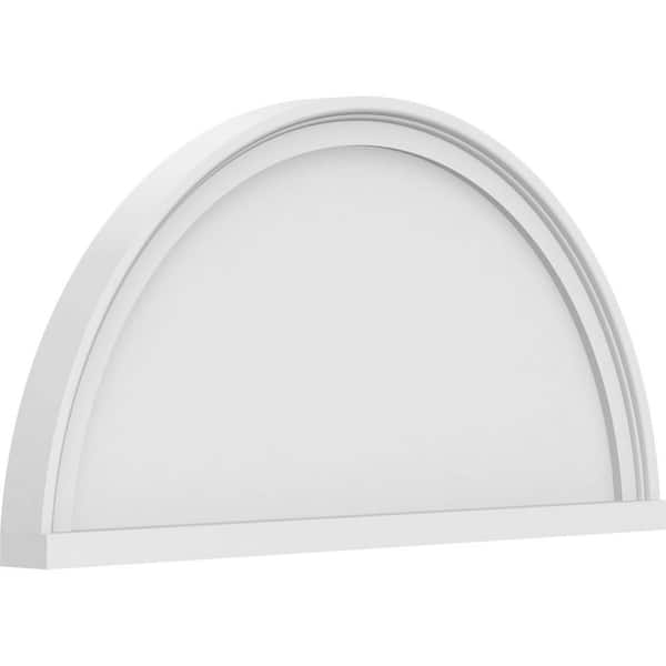 Ekena Millwork 2 in. x 28 in. x 14 in. Half Round Smooth Architectural Grade PVC Pediment Moulding
