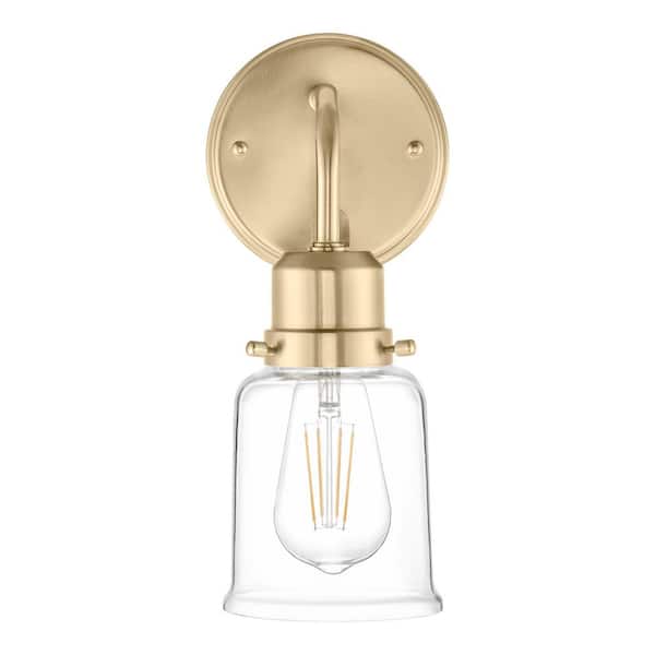 Timphaven 1-Light Brass Wall Sconce Clear Glass