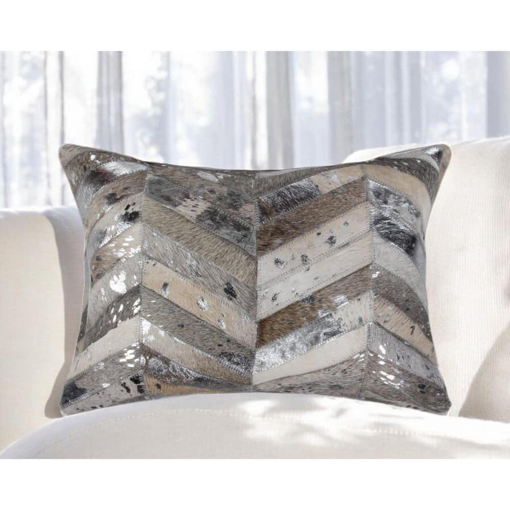 Gray, Silver Geometric Polyester 12 in. x 20 in. Throw Pillow price history on PriceWatchPro