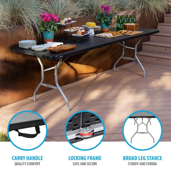 Lifetime 8 ft. Fold-in-Half Resin Table; Black 80975 - The Home Depot
