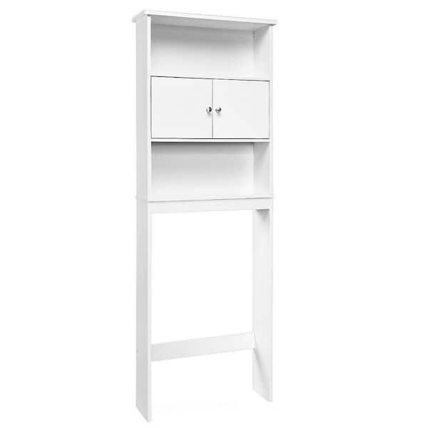 ANGELES HOME 25 in. W x 7.5 in. D x 69 in. H White Over the Toilet Bathroom Storage Wall Cabinet with Shelves