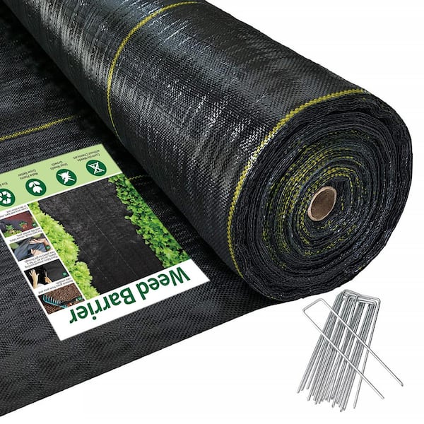 Artpuch 3 ft. x 300 ft. Weed Barrier Landscape Fabric with U-Shaped Securing Pegs, Heavy-Duty Block Gardening Mat Weed Control