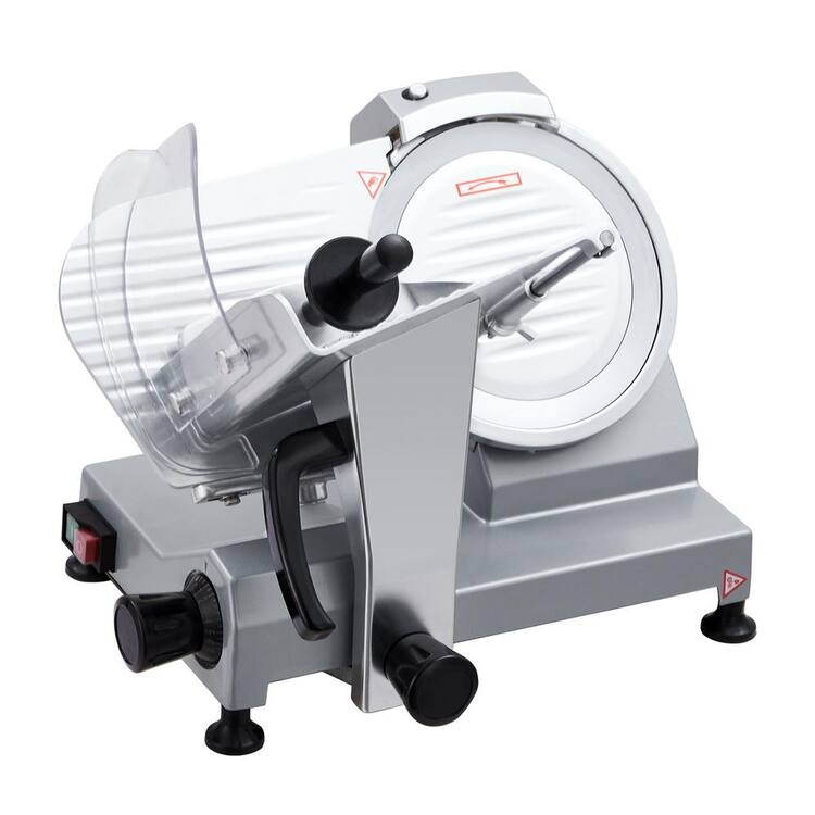 Garvee 210W Silver Semi-Automatic Electric Frozen Meat Slicer with 8" Stainless Steel Blade, 0 to 0.48" Thickness Adjustable