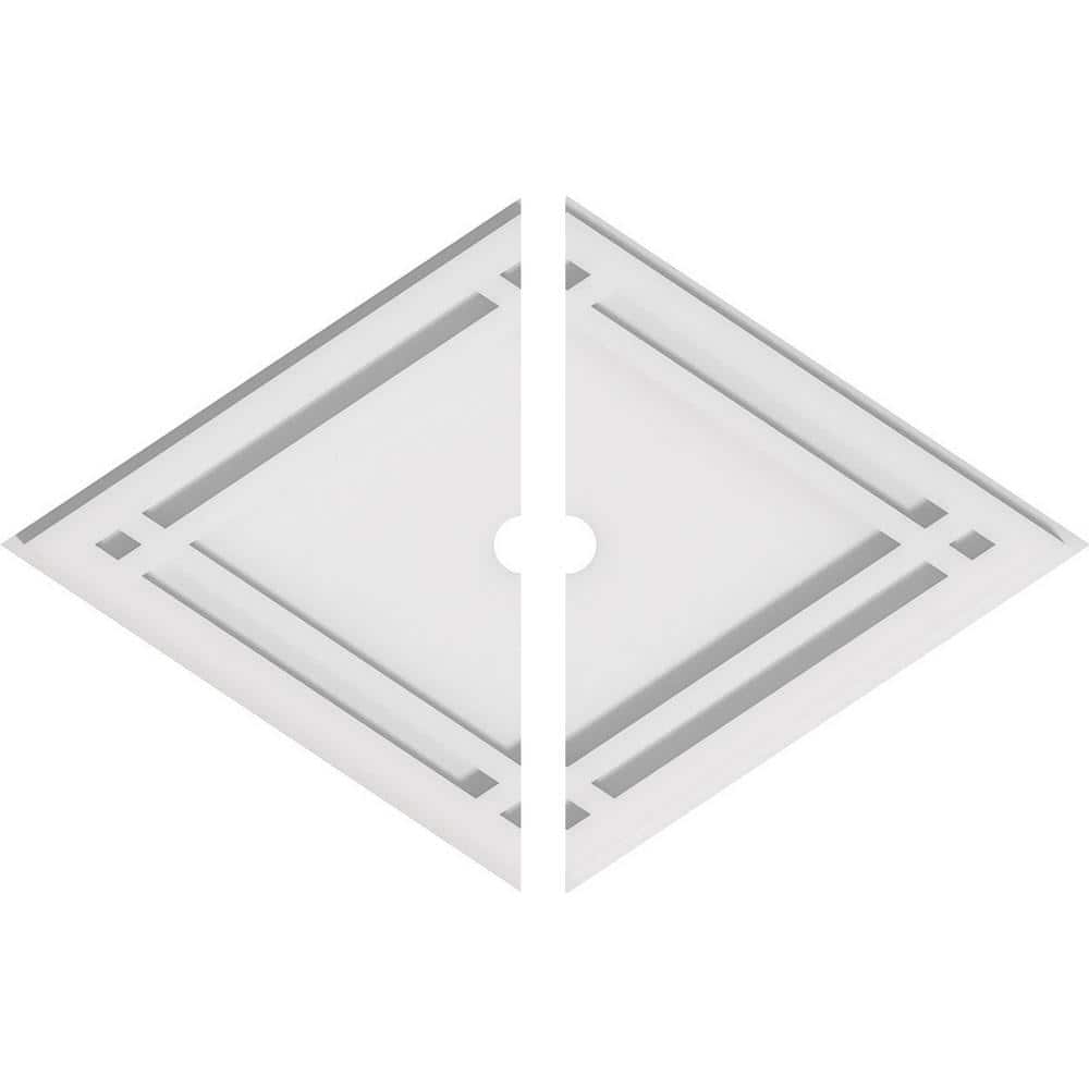 18"W x 12"H x 1"ID x 6 1/4"C x 1"P Diamond Architectural Grade PVC Contemporary Ceiling Medallion, Two Piece
