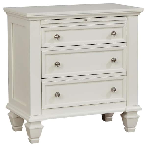 Sandy Beach Cream White 3-Drawer 29 in. W Nightstand