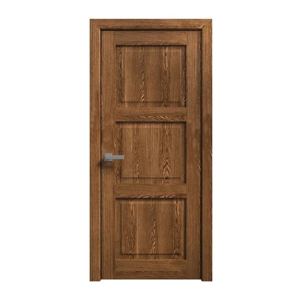 42 in. x 80 in. Marble Oak Color Solid Wood Swing Door With Hardware