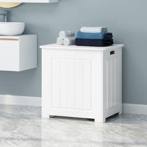 Killarney Matte White Wood Laundry Hamper Water Resistant with Lid