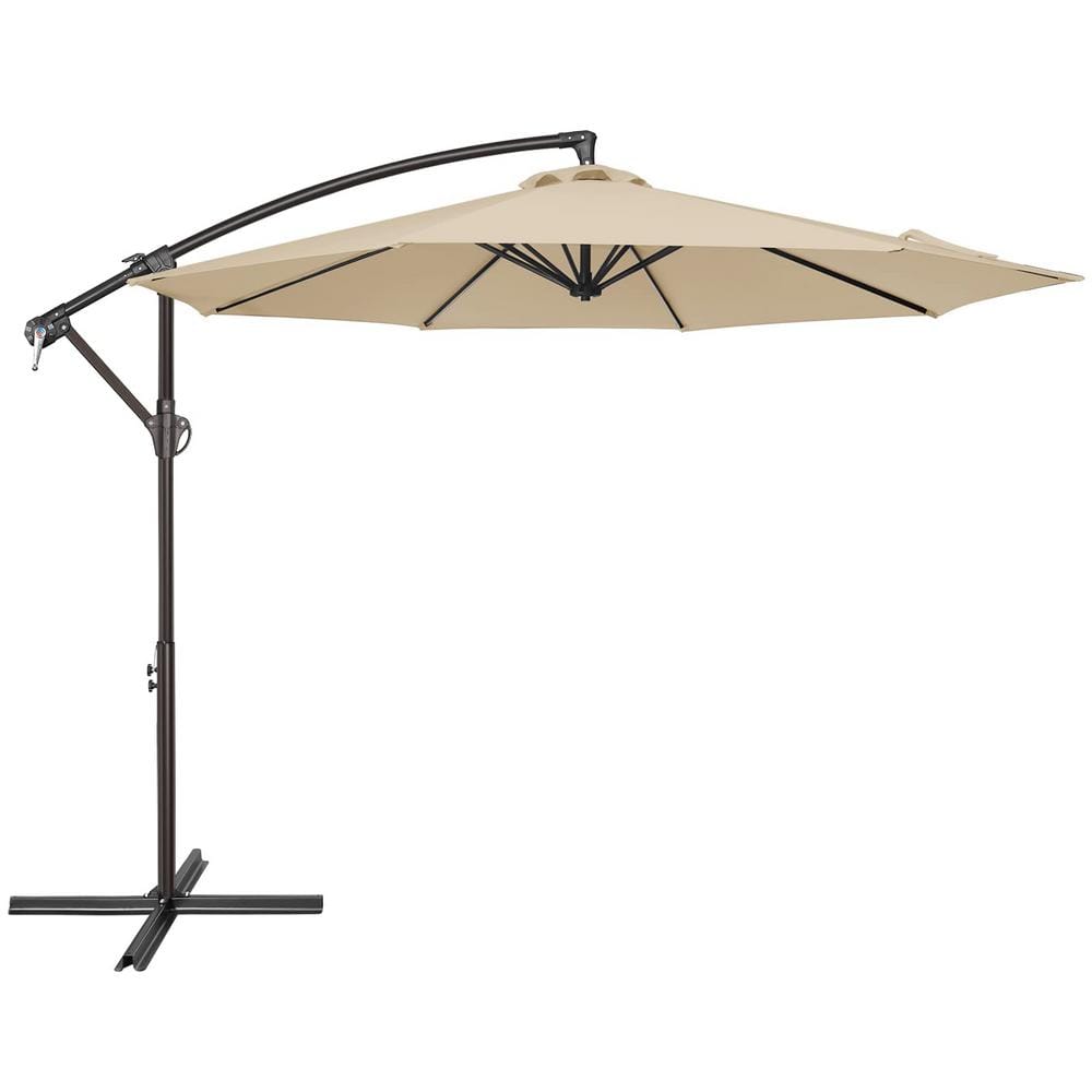 10 ft. Steel Cantilever Patio Umbrella in Beige