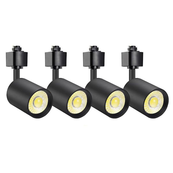 Black Integrated LED Linear Track Cylinder Dimmable Light Ceiling Spotlight 3000K Warm White (4-Pack)