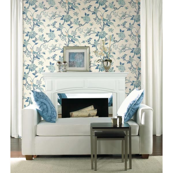 York Wallcoverings Ashford Toiles Fanciful Wallpaper Blue