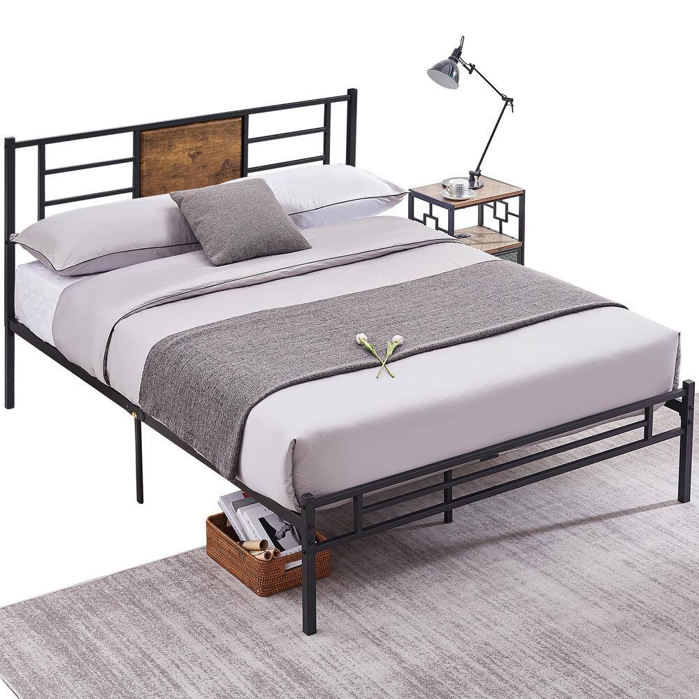 VECELO Platform Bed Frame ，Black Metal Frame， Full Size Platform Bed ...