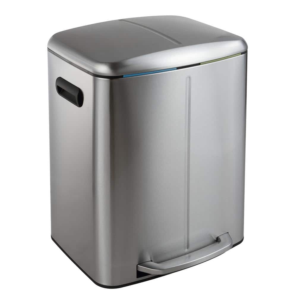 Happimess 10.5 gal Marco Soft-Close Double Bucket Trash Can, Silver