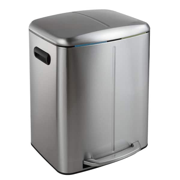 happimess Marco Rectangular 10.5 Gal. Double Bucket Trash Can with Soft-Close Lid