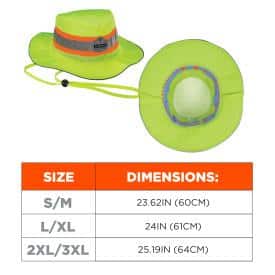 Chill-Its Large Extra Large Lime Hi-Vis Ranger Sun Hat Microfiber Cooling