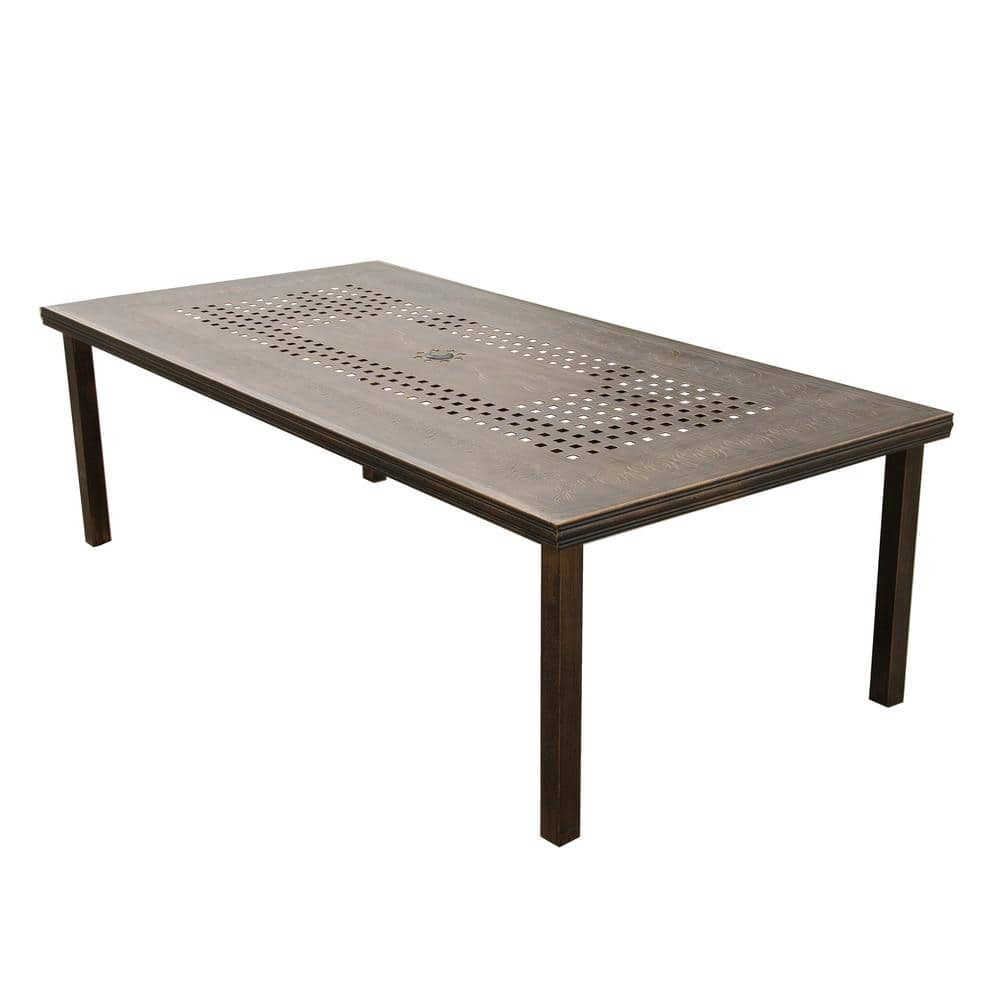 95" Bronze Aluminum Rectangular Patio Dining Set with Eight Arm Chairs