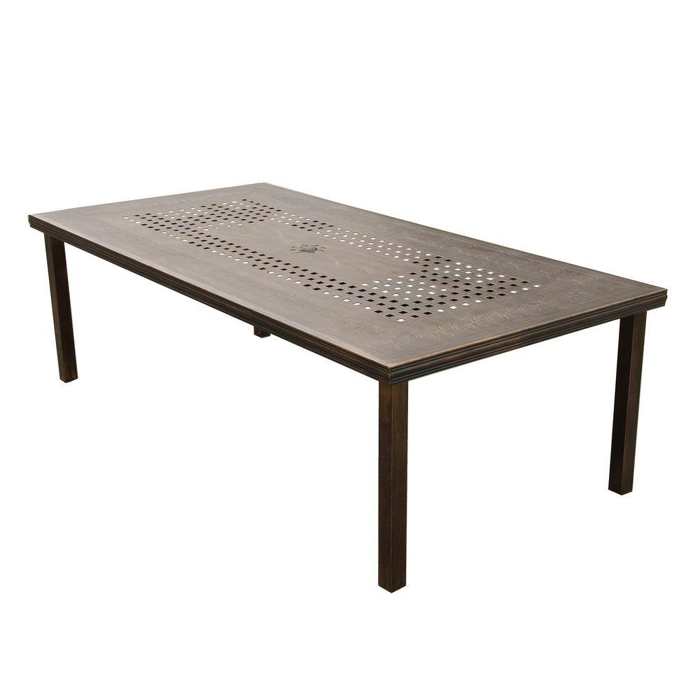Bronze 9-Piece Aluminum Rectangular Mesh Outdoor Dining Set with 8 Chairs