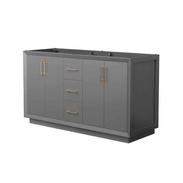 Strada 59.25 in. W x 21.75 in. D x 34.25 in. H Double Bath Vanity Cabinet without Top in Dark Gray