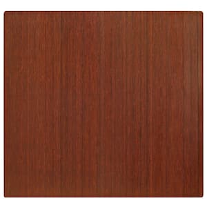Standard Dark Brown Mahogany 48 in. x 52 in. Bamboo Roll-Up Office Chair Mat without Lip