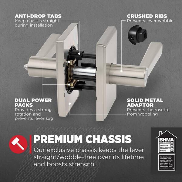 Kwikset Trafford Satin Nickel Rectangle Keyed Entry Door Handle