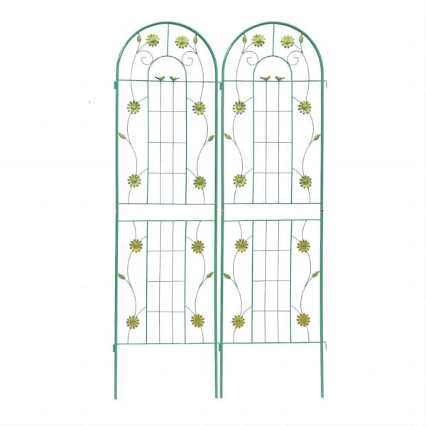 Siavonce 4-Pack Metal Garden Trellis 71 in. x 19.7 in. Rustproof Trellis for Climbing Plants Outdoor Flower Support Green