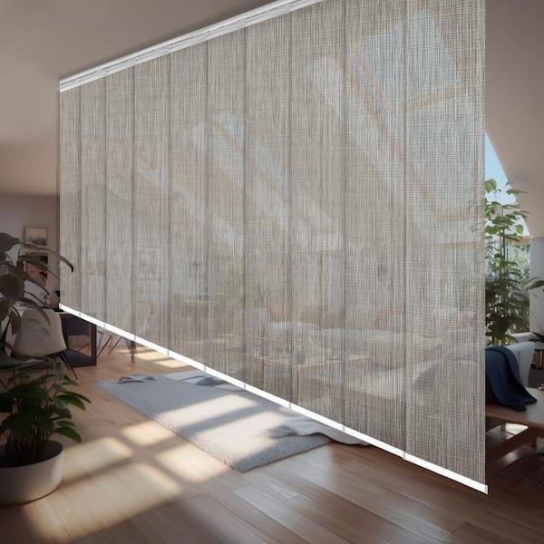 EMOH S to ne 120 in. to 218 in. W x 94 in. L Adjustable 10 to Panel Satin Nickel Double Rail Panel Track with 23.5 in. Slates