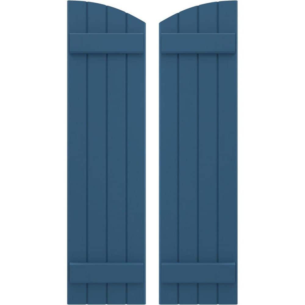 14 in. W x 68 in. H Americraft Exterior Real Wood Joined Board and Batten Shutters with Elliptical Top in Sojourn Blue price history on PriceWatchPro