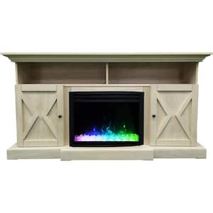 Whitby 62.2 in. L x 13.8 in. W Freestanding Electric Fireplace TV Stand in Sandstone with Deep Crystal Insert