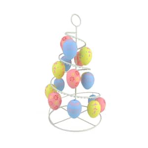 14.25 in. Pastel Pink, Blue and Yellow Floral Cut-Out Spring Easter Egg Tree